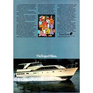 1971 Trojan Yachts Hilton Fiberglass Yacht Vintage Print Ad Nautical Wall Art